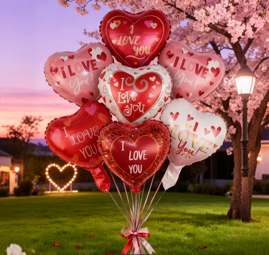 10 τεμάχια foil μπαλόνια καρδιές σε διάφορα σχέδια