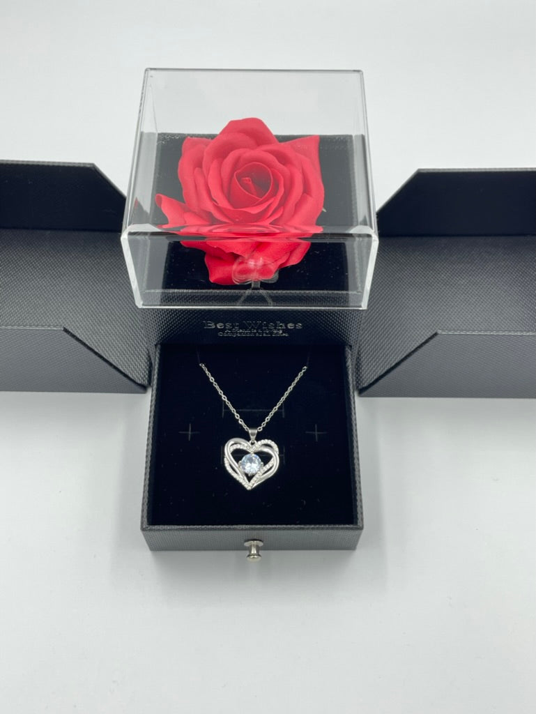 Κολιέ Καρδιά με Τριαντάφυλλο Σαπουνιού