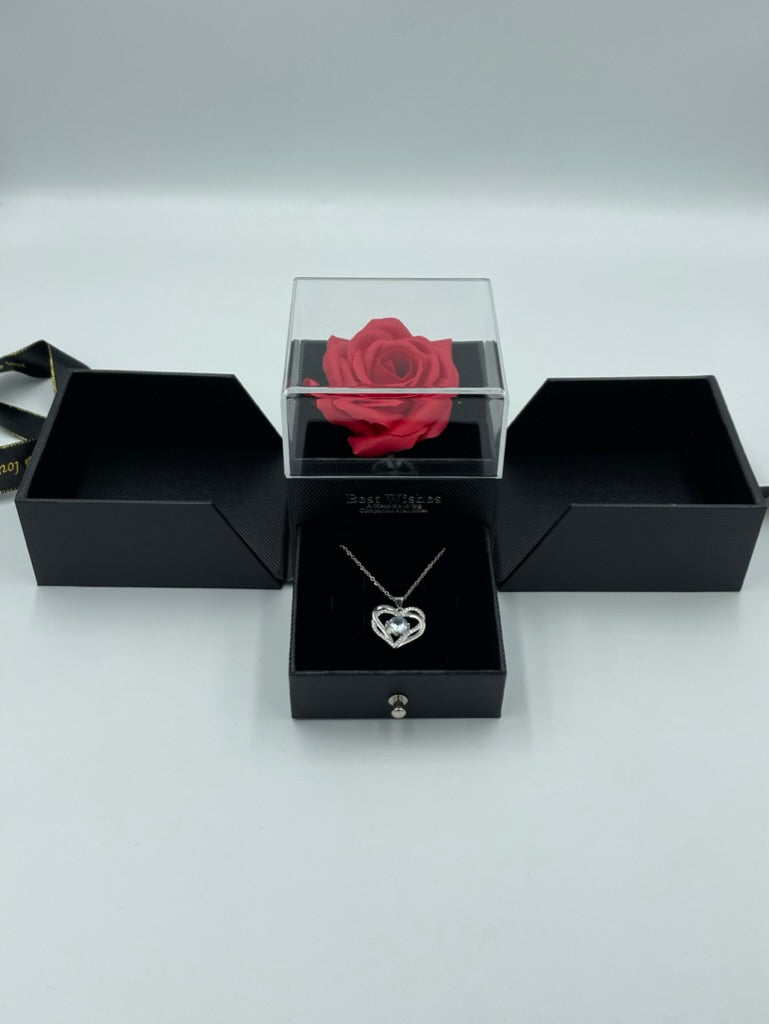 Κολιέ Καρδιά με Τριαντάφυλλο Σαπουνιού