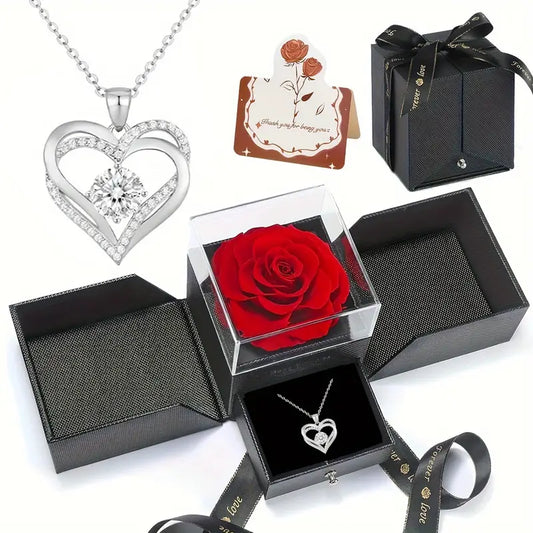 Κολιέ Καρδιά με Τριαντάφυλλο Σαπουνιού