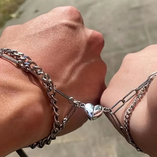 Βραχιόλια Ζευγαριού με Μαγνητική Καρδιά